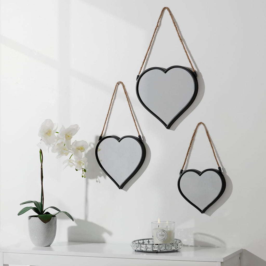 Home Rope Hanging Heart Mirrors Set of 3, product image 3