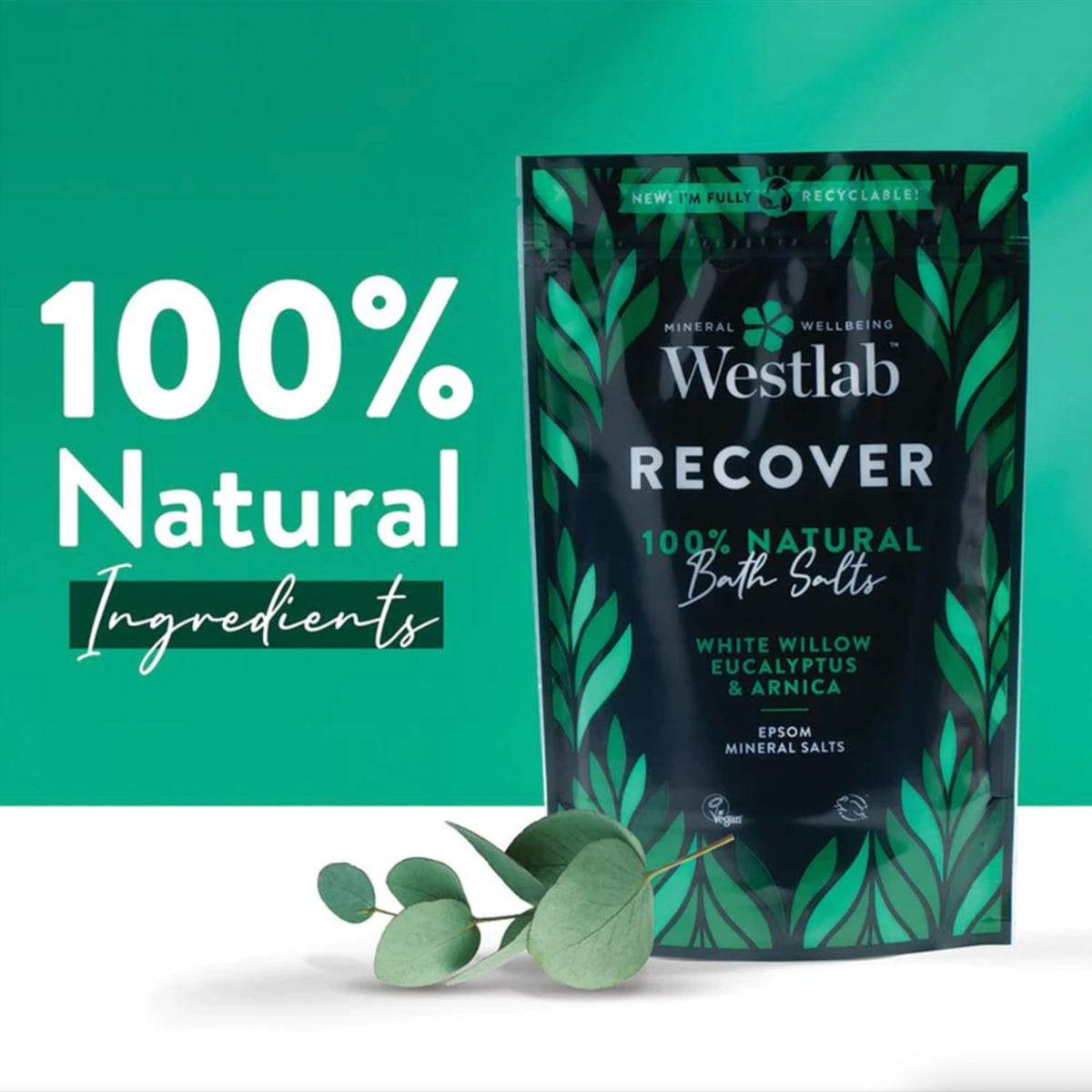 Westlab Recover Epsom & Himalayan Salts White Willow & Eucalyptus 1kg x2, product image 3